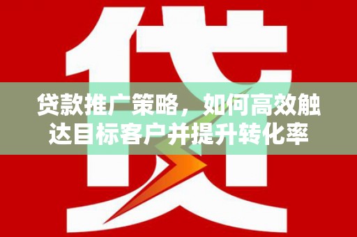 双台子贷款推广策略，如何高效触达目标客户并提升转化率