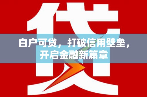 双台子白户可贷，打破信用壁垒，开启金融新篇章