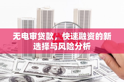 双台子无电审贷款，快速融资的新选择与风险分析